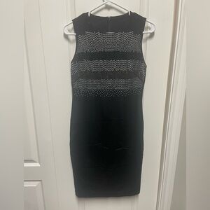 Carmen Marc Valvo Black Mini Dress with Silver Detailing